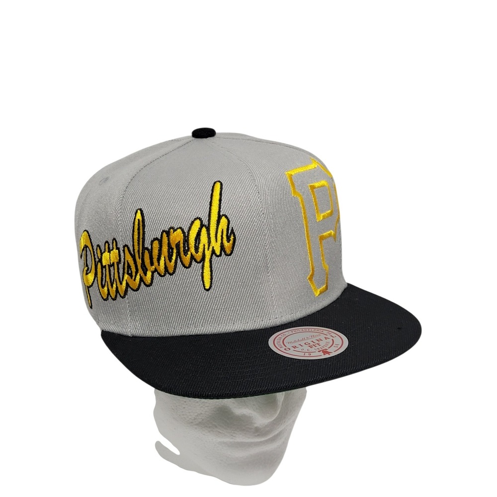 Mitchell & Ness‎ Pittsburgh Pirates Snapback Hat Men Grey MLB Baseball Flat Brim